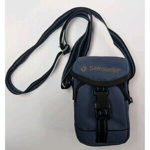 Samsonite Small Blue Camera Case Travel Shoulder Bag Pouch Zip Buckle